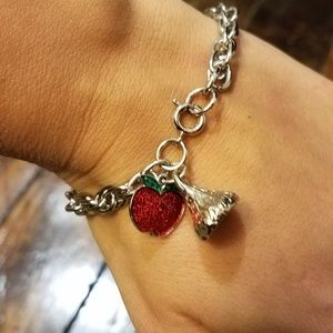 Hershey kiss with apple silver bracelet
